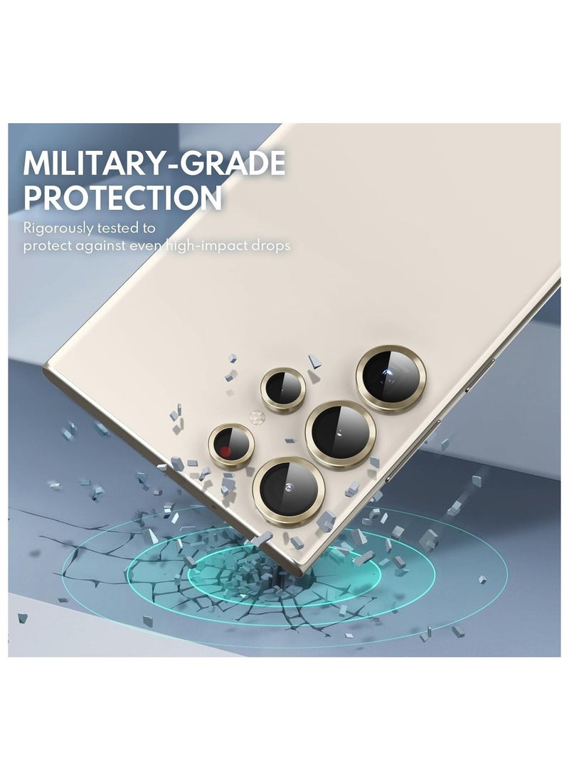 Raxoom Camera Lens Protectors for Samsung Galaxy S24 Ultra 5G, Tempered Glass Full Coverage, Ultra HD Saver Shield Film, 9H Hardness, Anti-Scratch - Gold - Image 2