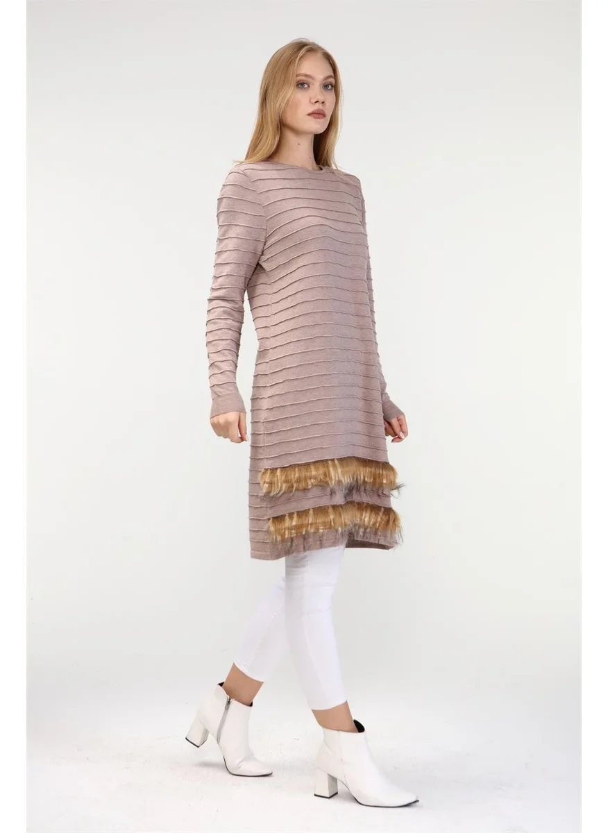 Garmi Women's Fur Detail Tunic Beige