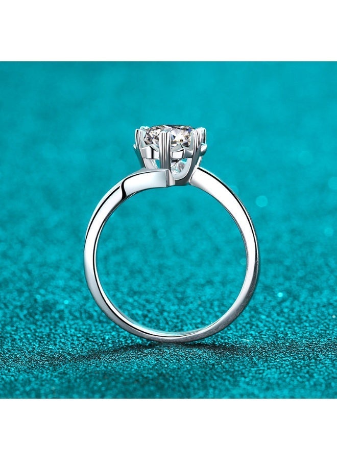 حقل خاتم زواج من مويسانيت 2 قيراط، مصنوع من الفضة الاسترليني S925 ومطلي بالبلاتين، مع تغليف بصندوق هدايا مزود بإضاءة. - Image 4