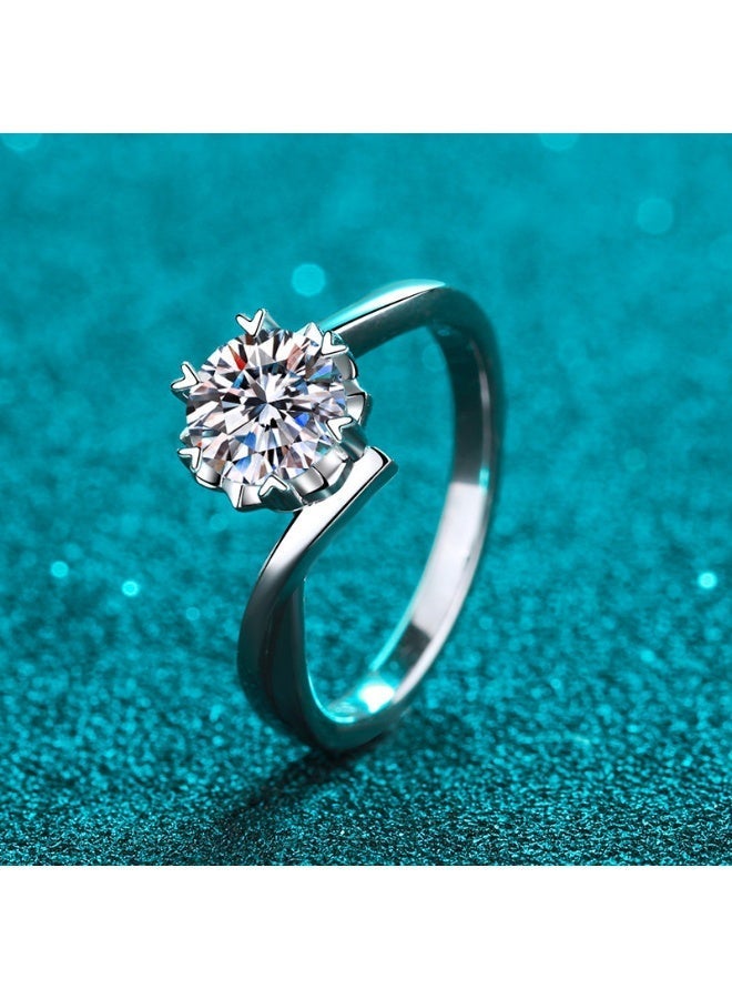 حقل خاتم زواج من مويسانيت 2 قيراط، مصنوع من الفضة الاسترليني S925 ومطلي بالبلاتين، مع تغليف بصندوق هدايا مزود بإضاءة. - Image 3