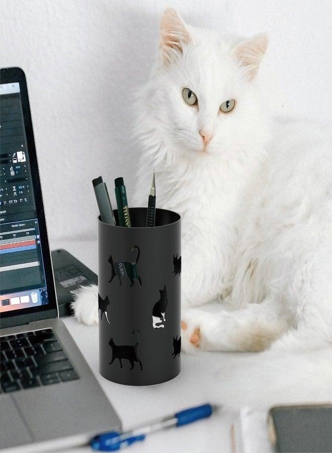 Mango Steam Metal Pen Holder, Makeup Brush Cup Organizer for Office, Bathroom, Vanity (Black, Cat) - Image 5