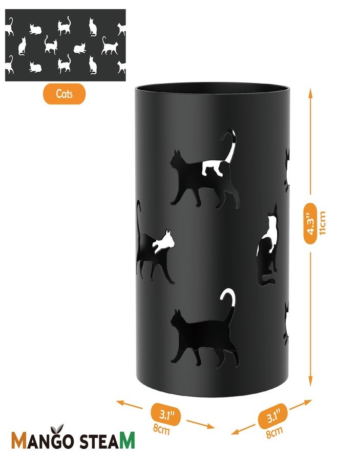 Mango Steam Metal Pen Holder, Makeup Brush Cup Organizer for Office, Bathroom, Vanity (Black, Cat) - Image 3