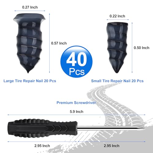 Wykodra Screw in Tire Plugs Kit, Tire Repair Rubber Nail Kit with Screwdriver, Tire Repair Screws Suitable for Quickly Repairing Punctures in Car, Motorcycle, ATV, Truck and SUV Tires - Image 2