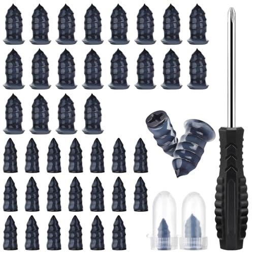 Wykodra Screw in Tire Plugs Kit, Tire Repair Rubber Nail Kit with Screwdriver, Tire Repair Screws Suitable for Quickly Repairing Punctures in Car, Motorcycle, ATV, Truck and SUV Tires - Image 1