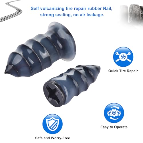 Wykodra Screw in Tire Plugs Kit, Tire Repair Rubber Nail Kit with Screwdriver, Tire Repair Screws Suitable for Quickly Repairing Punctures in Car, Motorcycle, ATV, Truck and SUV Tires - Image 3