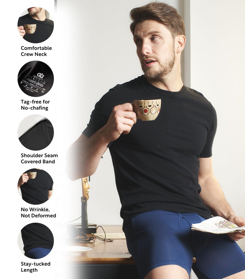 DAVID ARCHY Men's Undershirts Micro Modal Ultra Soft T-Shirts Stretch Moisture-Wicking V-Neck Tees for Men, 3-Pack (XL, Black) - Image 5