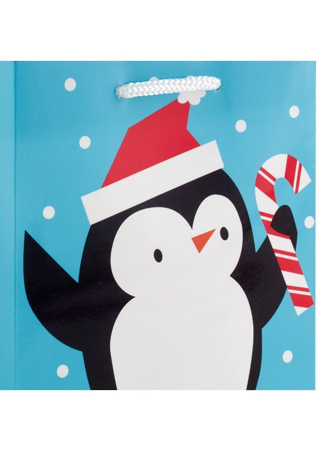Hallmark Image Arts 5" Small Christmas Gift Bag Bundle (10 Bags Santa Plaid Stripes Penguin) For Kids Coworkers Gift Cards Party Favors  - Image 5