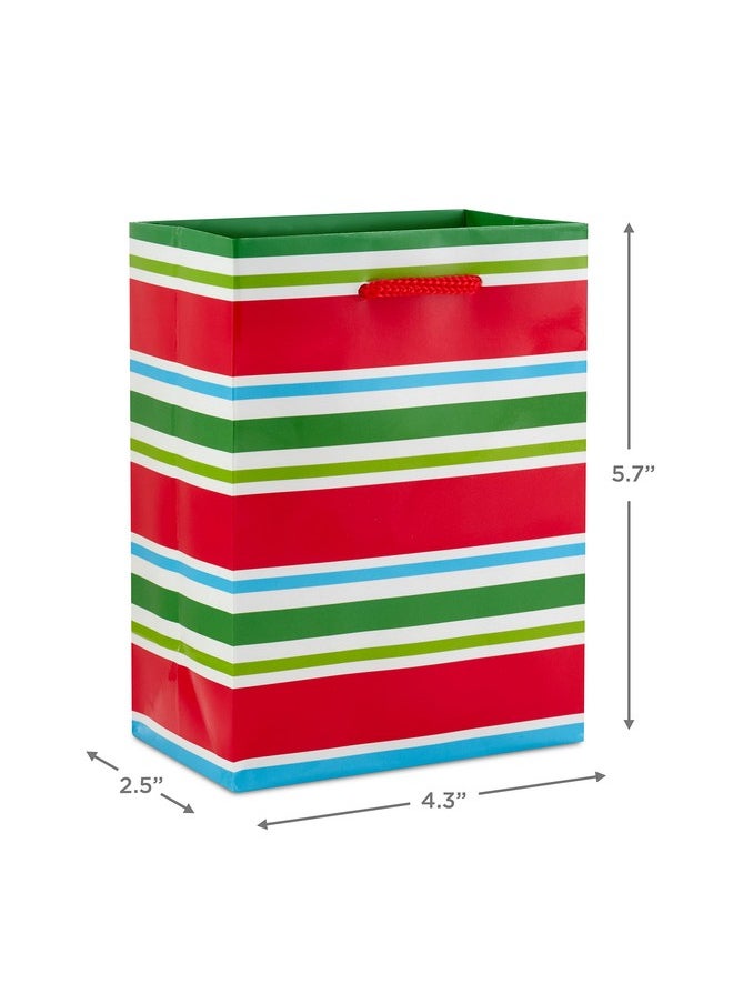 Hallmark Image Arts 5" Small Christmas Gift Bag Bundle (10 Bags Santa Plaid Stripes Penguin) For Kids Coworkers Gift Cards Party Favors  - Image 3