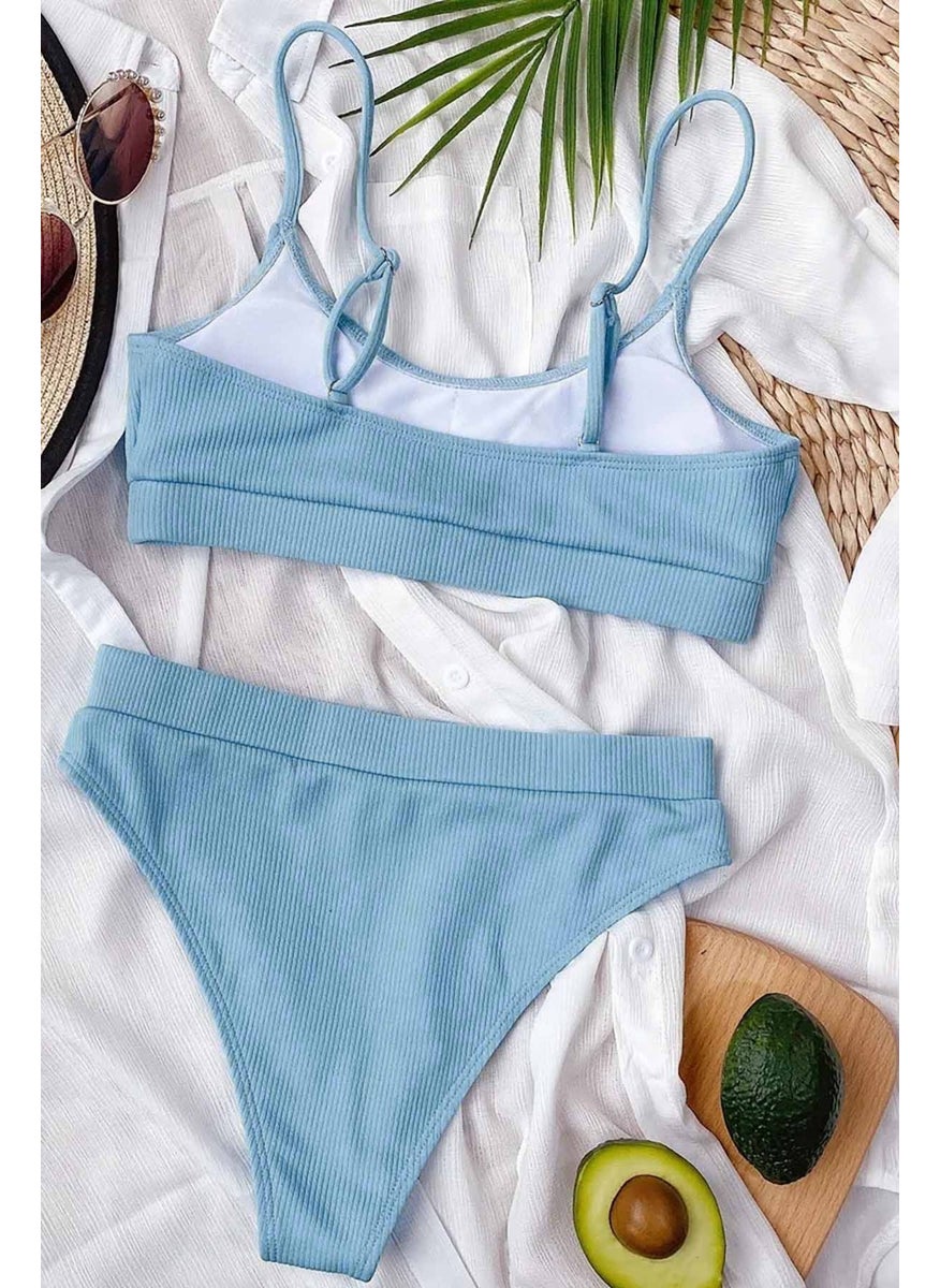 Angelsin High Waist Twill Tankini Bikini Set  - Image 2