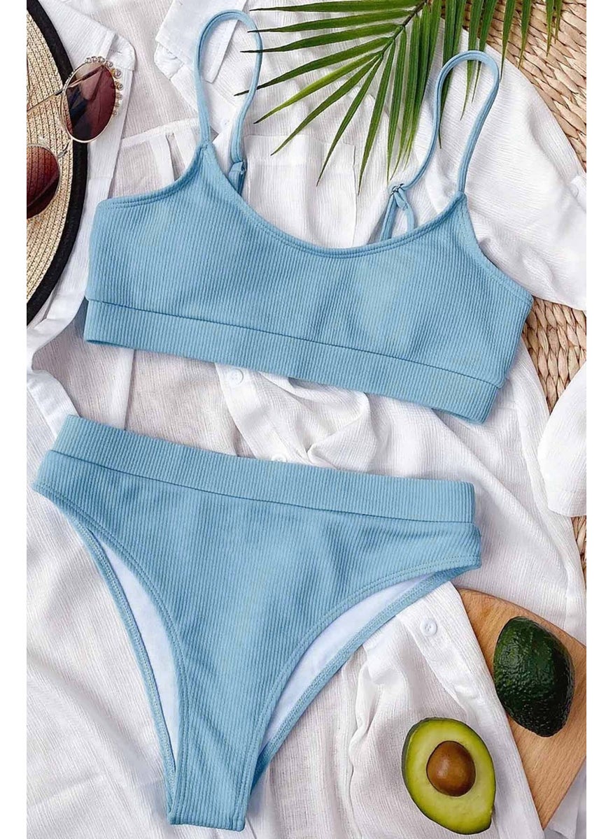 Angelsin High Waist Twill Tankini Bikini Set  - Image 3