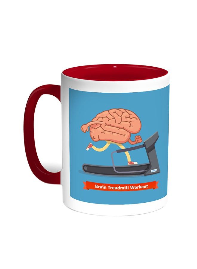 RKN Brain Treadmill Workout Printed Coffee Mug Red/White 11ounce - Image 1