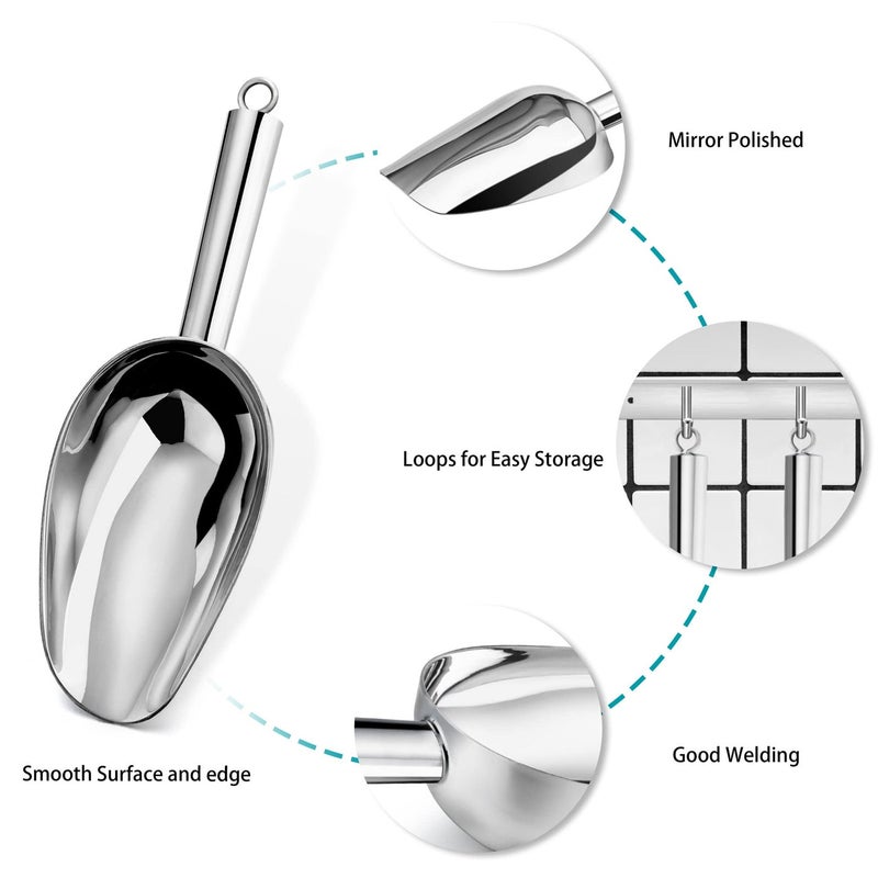 LIANYU Large Ice Scoop, 24 Ounce Stainless Steel Scooper for Canisters, Metal Scoops for Dry Goods, Heavy Duty Utility Scooper for Kitchen Bar Shop, Mirror Finish, Dishwasher Safe - Image 3