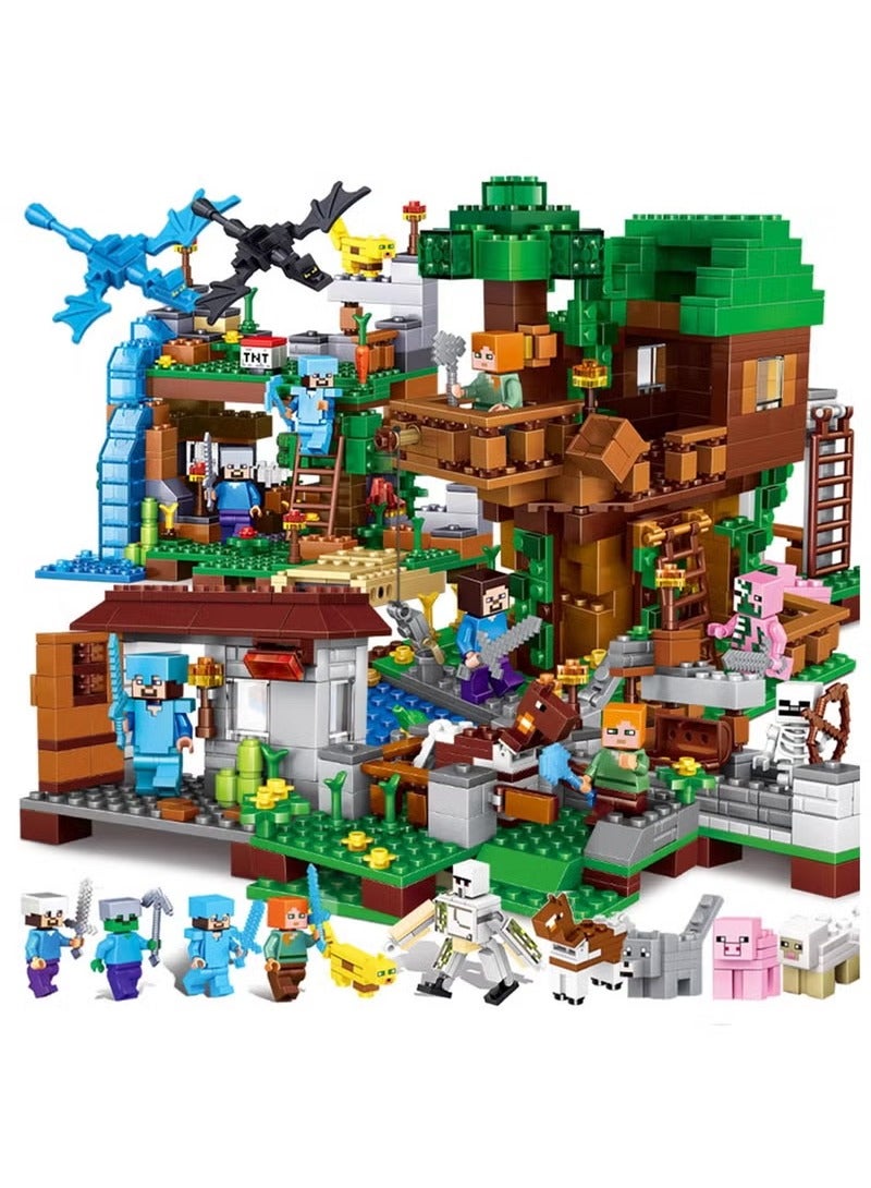 Game Blocks, 618 PCS The Deluxe Village Building Block Set with Children's Educational Game Accessories, Miniature World Building Toys Cube Construction, Puzzle Building Block Family Par  - Image 1