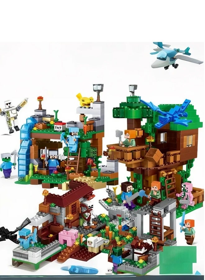 Game Blocks, 618 PCS The Deluxe Village Building Block Set with Children's Educational Game Accessories, Miniature World Building Toys Cube Construction, Puzzle Building Block Family Par  - Image 2
