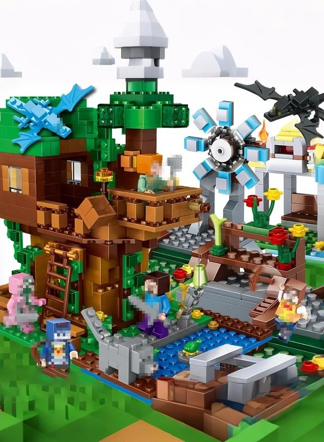 Game Blocks, 618 PCS The Deluxe Village Building Block Set with Children's Educational Game Accessories, Miniature World Building Toys Cube Construction, Puzzle Building Block Family Par  - Image 4