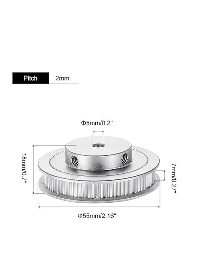 Excefore 80 Teeth 5mm Bore Timing Pulley, Aluminium Synchronous Wheel Silver with M5 Screw for 3D Printer Belt, CNC Machine  - Image 2