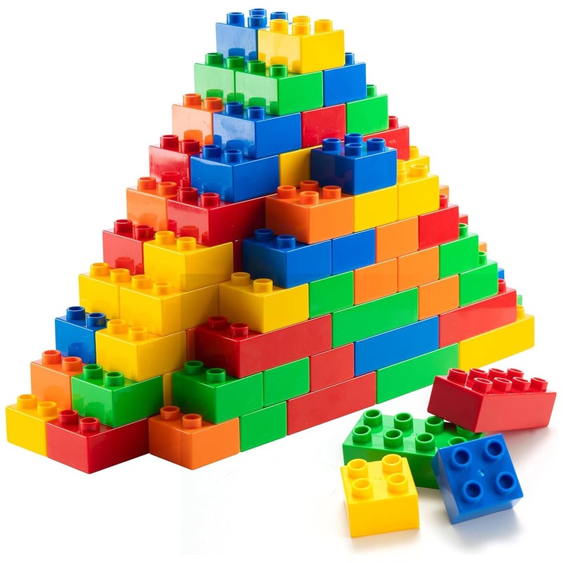 Prextex PREXTEX Building Blocks for Toddlers  300 Jumbo Building Bricks with Carrying Box for Easy Storage  5Color Build Toys and Gift Set for Kids Ages 3 and Above  Compatible with Major Brands 