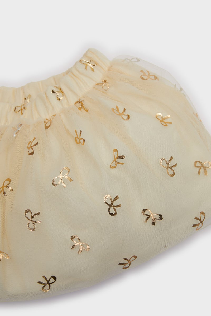 DeFacto Beige BabyGirl Baby Girl Tulle Regular Fit Printed Skirt Casual - Image 2