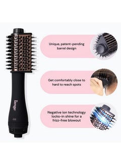 L'ANGE HAIR L'ANGE HAIR Le Volume Elevé 65MM 2-in-1 Titanium Brush Dryer | Dry and Style | Unique Teardrop Shape Barrel | 3 Heat Settings | 360° Vented Airflow | Ionic Technology for Frizz-Free Styling (Black)  - Image 2
