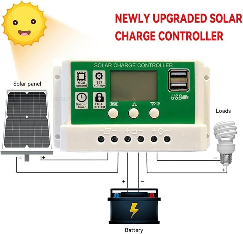 20A 12V 24V PWM Solar Charge Controller LCD Display Auto Battery Regulator - Image 4