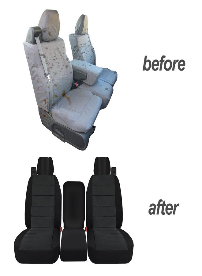 ESMING 40/20/40 Durable Oxford Fabric Front Split Bench Seat Covers for Ford F150 XL Standard Cab 2004 2005 2006 2007 2008 with Integrated Seatbelts & Solid Armrest- Black - Image 4