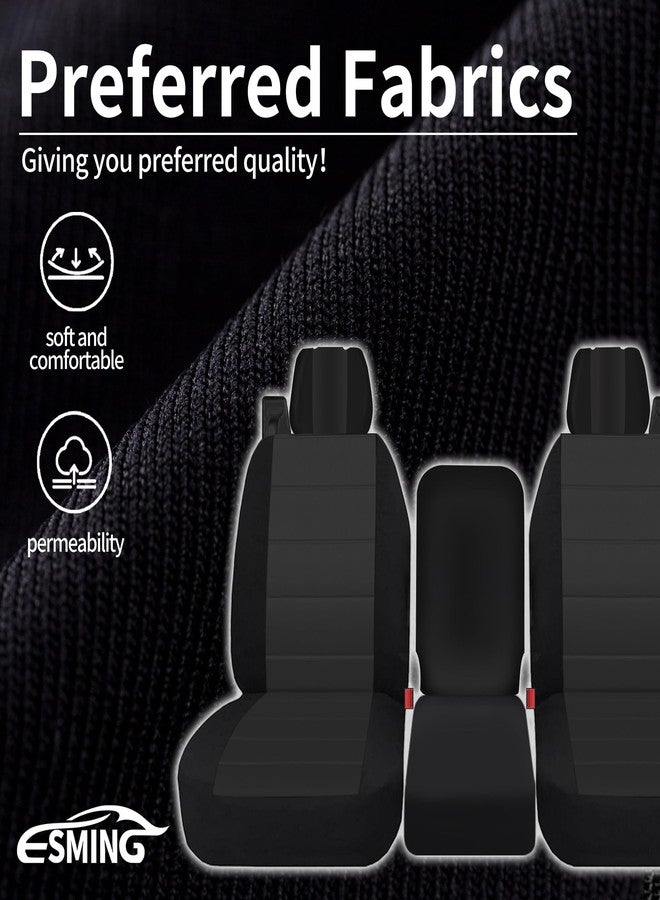 ESMING 40/20/40 Durable Oxford Fabric Front Split Bench Seat Covers for Ford F150 XL Standard Cab 2004 2005 2006 2007 2008 with Integrated Seatbelts & Solid Armrest- Black - Image 3
