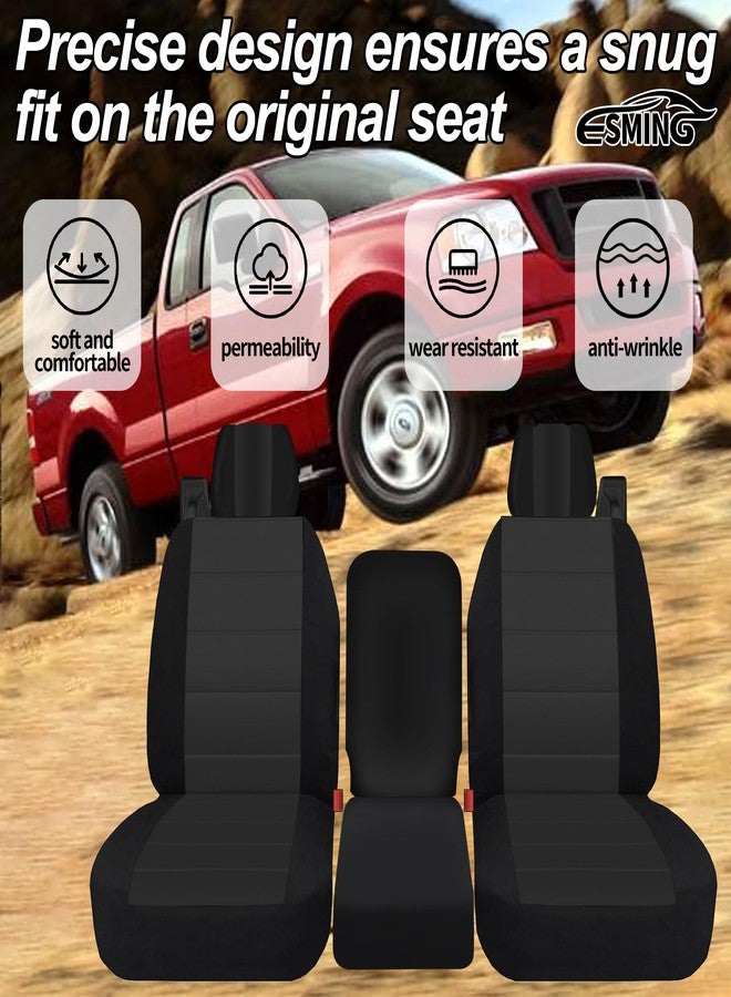 ESMING 40/20/40 Durable Oxford Fabric Front Split Bench Seat Covers for Ford F150 XL Standard Cab 2004 2005 2006 2007 2008 with Integrated Seatbelts & Solid Armrest- Black - Image 5