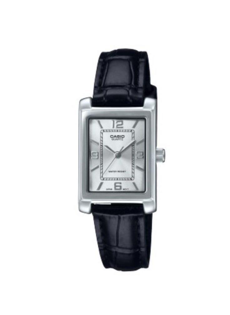 CASIO Quartz Silver Dial Leather Strap Women's Watch LTP-1234LL-7A 