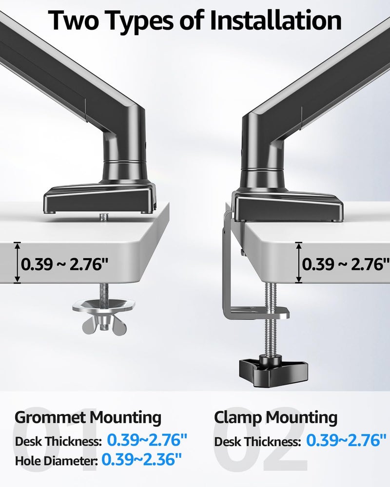 MOUNTUP Dual Monitor Stand fits up to 32 inch, 4.4-22 lbs Computer Screens, Dual Monitor Desk Mount Height Adjustable, Monitor Arms for 2 Monitors, Home Office VESA Mounts, Freelift Black - Image 4