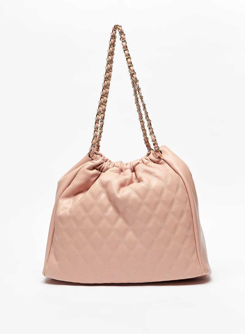 فلورا بيلا Quilted Bucket Bag with Dual Handles and Snap Button Closure