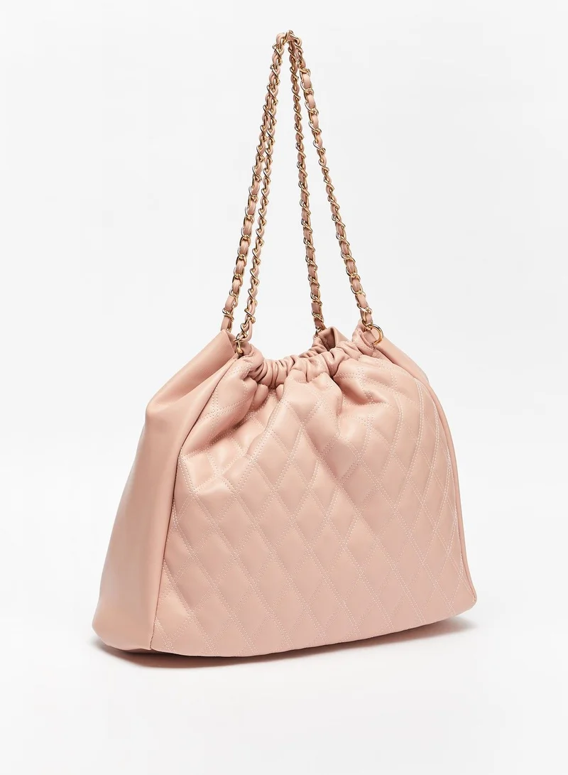فلورا بيلا Quilted Bucket Bag with Dual Handles and Snap Button Closure