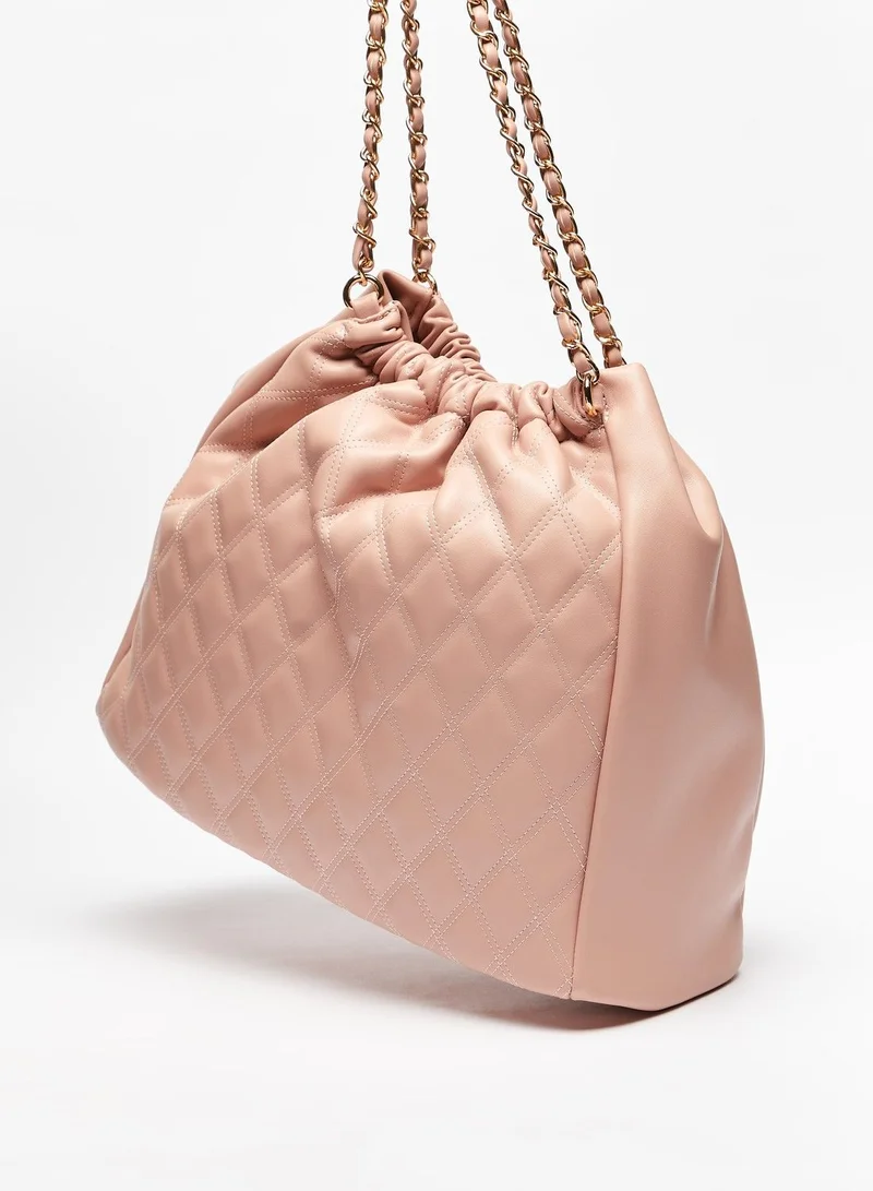 فلورا بيلا Quilted Bucket Bag with Dual Handles and Snap Button Closure