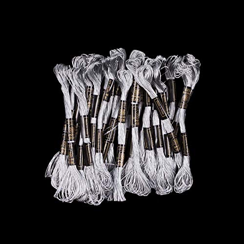 RSP Quality bit® Mettalic Hand Embroidered Cotton Thread Skeins Set for Craft & Projects (Silver, Pack of 25) - Image 1