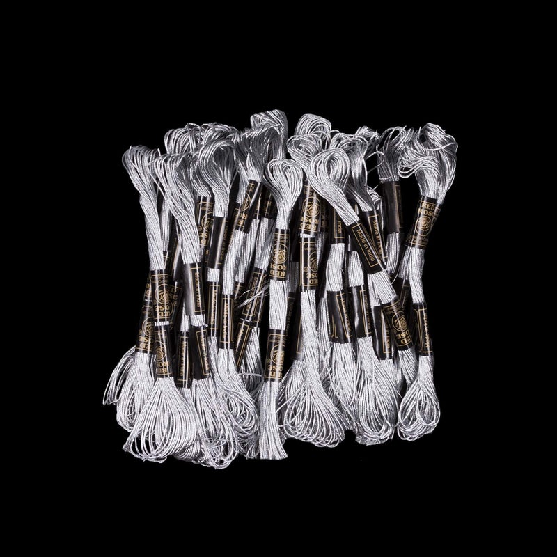 RSP Quality bit® Mettalic Hand Embroidered Cotton Thread Skeins Set for Craft & Projects (Silver, Pack of 25) - Image 5