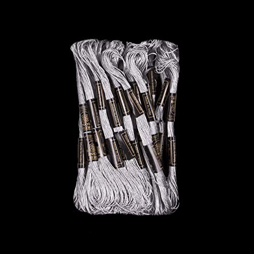 RSP Quality bit® Mettalic Hand Embroidered Cotton Thread Skeins Set for Craft & Projects (Silver, Pack of 25) - Image 3