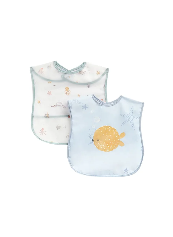 mothercare Pack of 2, Unisex Crumbcatchers Bibs 100% Peva