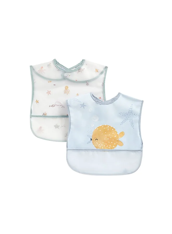 mothercare Pack of 2, Unisex Crumbcatchers Bibs 100% Peva