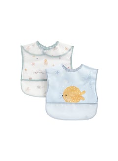 mothercare Pack of 2, Unisex Crumbcatchers Bibs 100% Peva  - Image 2