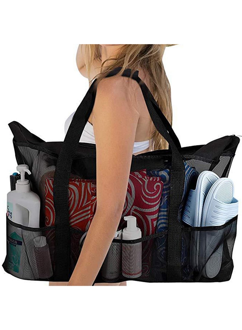 8 Pockets Summer Large Beach Bag For Towels Mesh Durable Beach Bag For Toys Waterproof Underwear Pocket Beach Tote Bag 70*18*45cm - Image 2