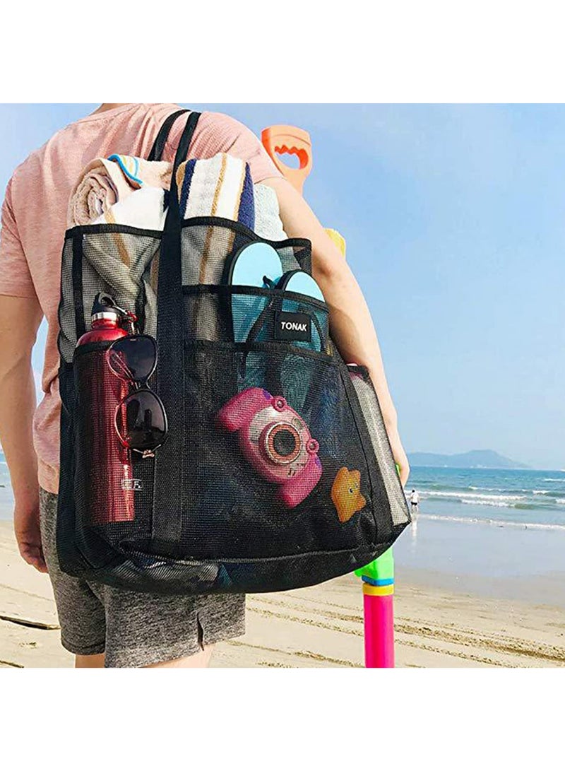 8 Pockets Summer Large Beach Bag For Towels Mesh Durable Beach Bag For Toys Waterproof Underwear Pocket Beach Tote Bag 70*18*45cm - Image 4