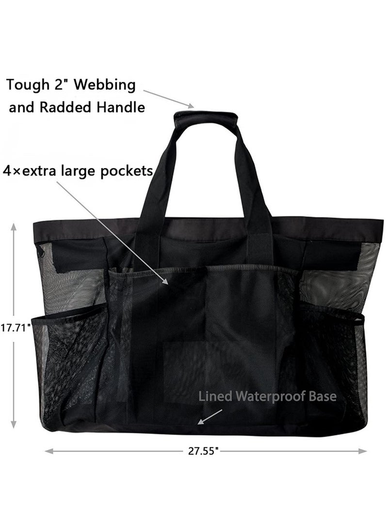 8 Pockets Summer Large Beach Bag For Towels Mesh Durable Beach Bag For Toys Waterproof Underwear Pocket Beach Tote Bag 70*18*45cm - Image 5