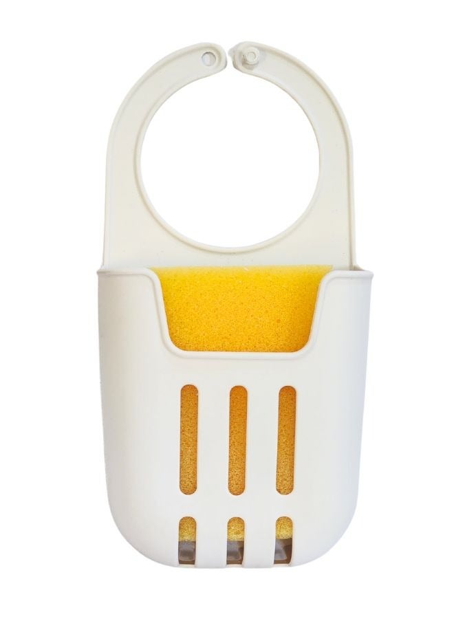 ORGANiZERS Silicone Sponge Holder for Kitchen Sink with Hanger, Kitchen Sink Basket for Sponge or Soap, Sink Sponge Holder, Dishcloth Holder, Kitchen Drain Rack, Kitchen Sink Accessories - White - Image 1