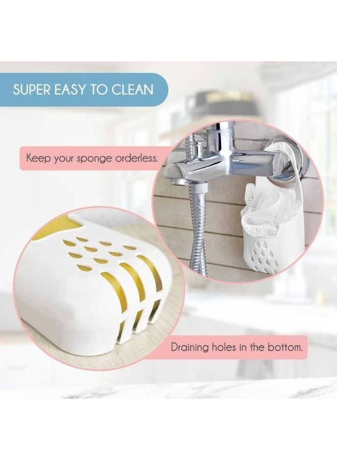ORGANiZERS Silicone Sponge Holder for Kitchen Sink with Hanger, Kitchen Sink Basket for Sponge or Soap, Sink Sponge Holder, Dishcloth Holder, Kitchen Drain Rack, Kitchen Sink Accessories - White - Image 3