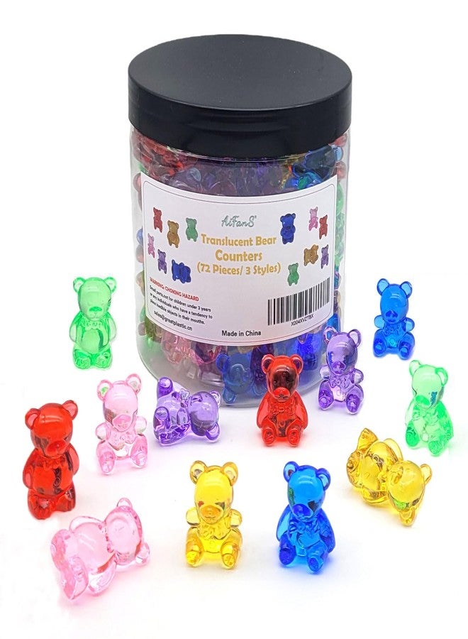AiFanS Counting Bears for Kids, 72 PCS Math Counters with Storage Box, Montessori Color Sorting & Counting Toys for Toddlers, Preschool Educational Math Manipulatives for STEM Learning (3 Styles) - Image 1