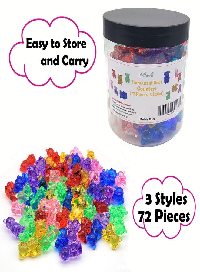 AiFanS Counting Bears for Kids, 72 PCS Math Counters with Storage Box, Montessori Color Sorting & Counting Toys for Toddlers, Preschool Educational Math Manipulatives for STEM Learning (3 Styles) - Image 2