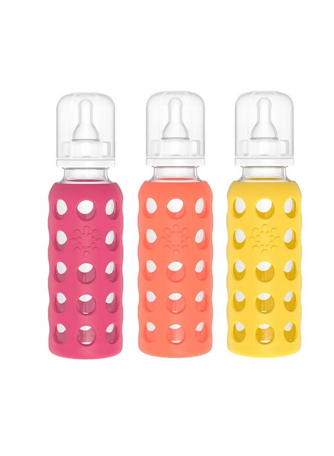 lifefactory Glass With Silicone 9Oz Baby Bottles Pink Yellow Orange 3Pk - Image 1