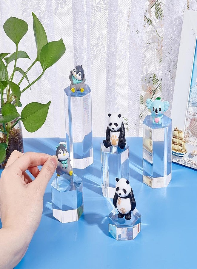 BENECREAT 5 Pcs Acrylic Blocks, Clear Hexagon Display Pedestals, Display Blocks Tabletop Display Stand, Photography Props for Miniature Collectible Jewelry Watch and Decor Displaying - Image 3