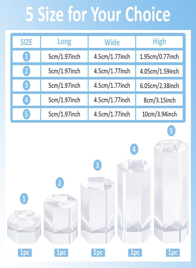 BENECREAT 5 Pcs Acrylic Blocks, Clear Hexagon Display Pedestals, Display Blocks Tabletop Display Stand, Photography Props for Miniature Collectible Jewelry Watch and Decor Displaying - Image 2
