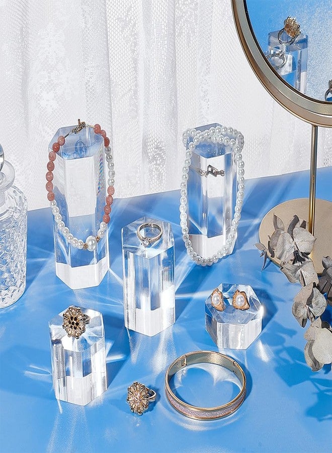 BENECREAT 5 Pcs Acrylic Blocks, Clear Hexagon Display Pedestals, Display Blocks Tabletop Display Stand, Photography Props for Miniature Collectible Jewelry Watch and Decor Displaying - Image 5