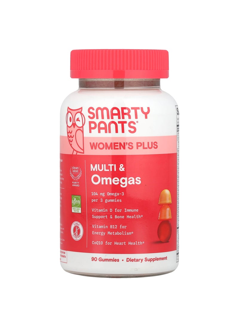 Women's Plus, Multi & Omegas Gummies, Strawberry, Orange, and Lemon Creme, 90 Gummies